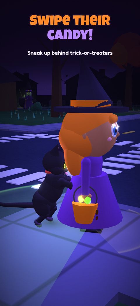 Sneaking up behind a trick-or-treater to swipe her candy